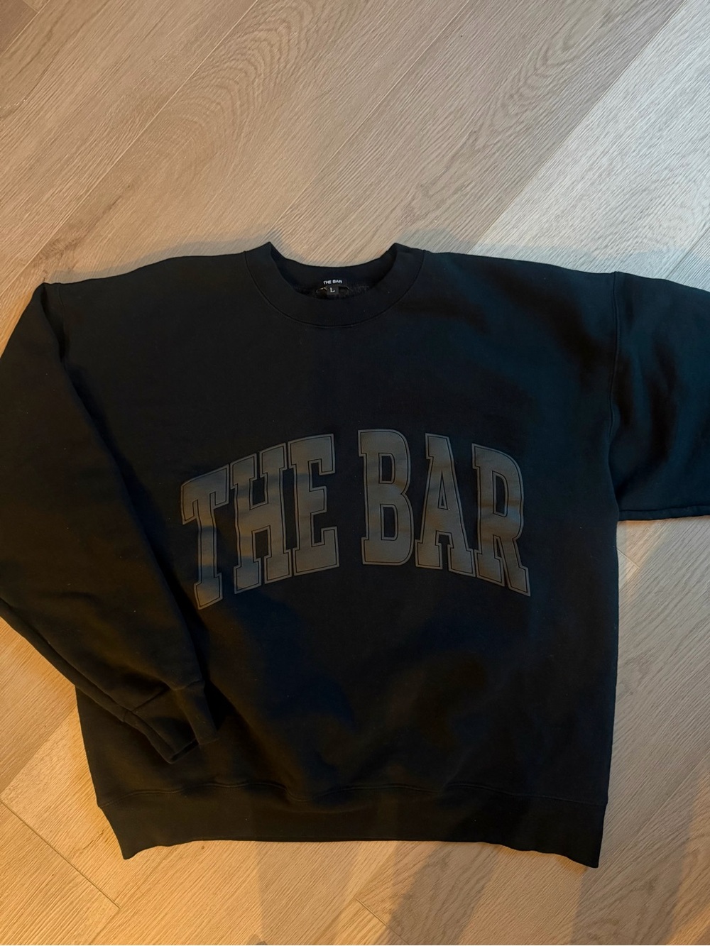 The Bar Black Crewneck with Embossed Logo